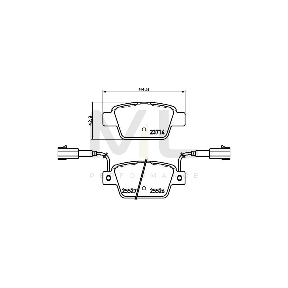 Hella 8DB 355 020-181 Brake Pad Set With Integrated Wear Warning Contact, With Accessories
