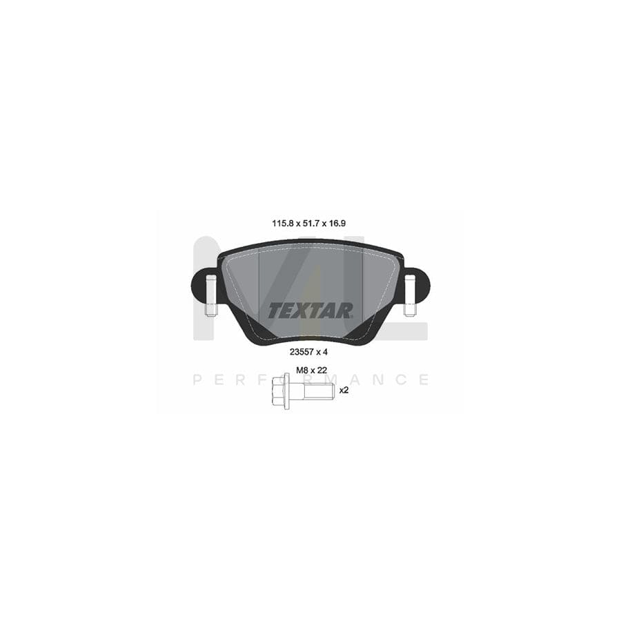 TEXTAR 2355702 Brake pad set for RENAULT KANGOO not prepared for wear indicator, with brake caliper screws | ML Performance Car Parts