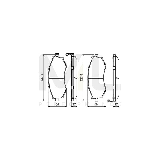 Bosch 0986494571 Brake Pad Set With Acoustic Wear Warning, With Anti-Squeak Plate BP1492 | ML Performance Car Parts