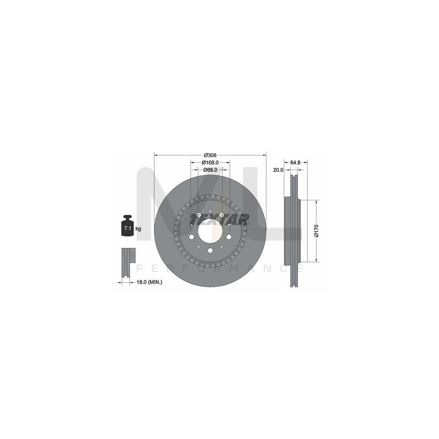 TEXTAR PRO 92126803 Brake Disc for VOLVO XC90 I (C, 275) Externally Vented, Coated, without wheel hub, without wheel studs | ML Performance Car Parts