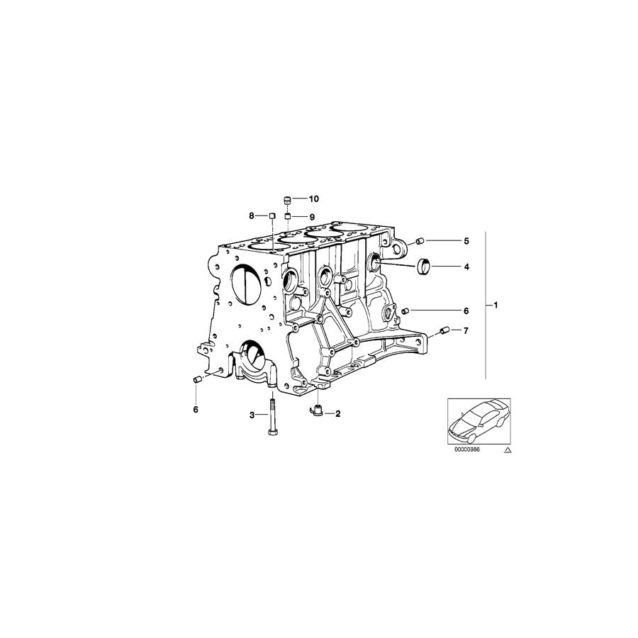 Genuine BMW 11111247617 E36 Engine Block With Piston (Inc. 318is, 318i & Z3 1.9) | ML Performance US Car Parts