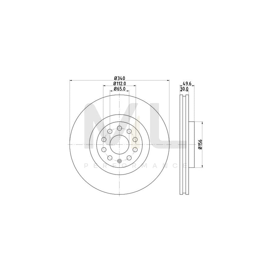 HELLA PRO High Carbon 8DD 355 129-241 Brake Disc Internally Vented, Coated, High-carbon, without wheel hub, without wheel studs