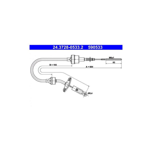 ATE 24.3728-0533.2 Clutch Cable