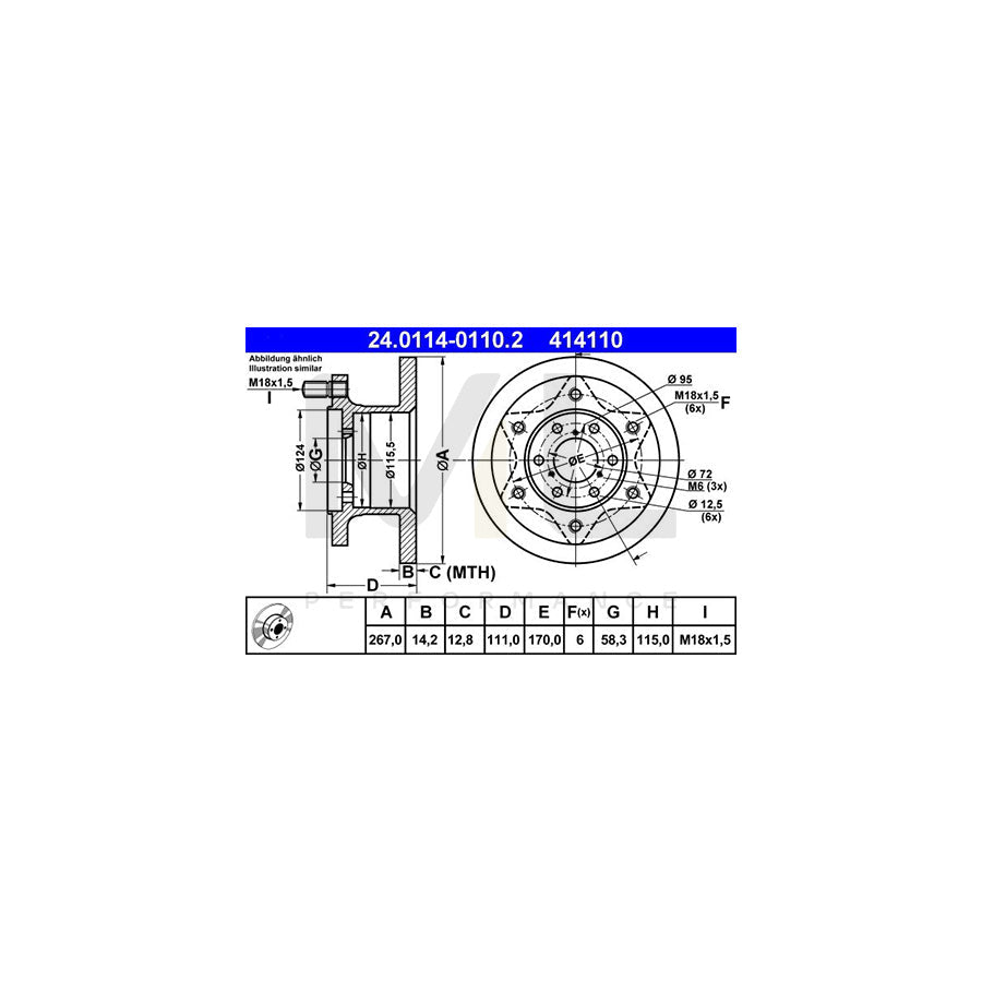 ATE 24.0114-0110.2 Brake Disc for IVECO Daily Solid, with bolts/screws  - 1 piece
