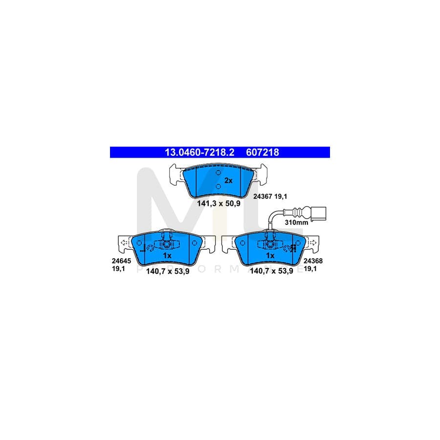 ATE 13.0460-7218.2 Brake pad set incl. wear warning contact