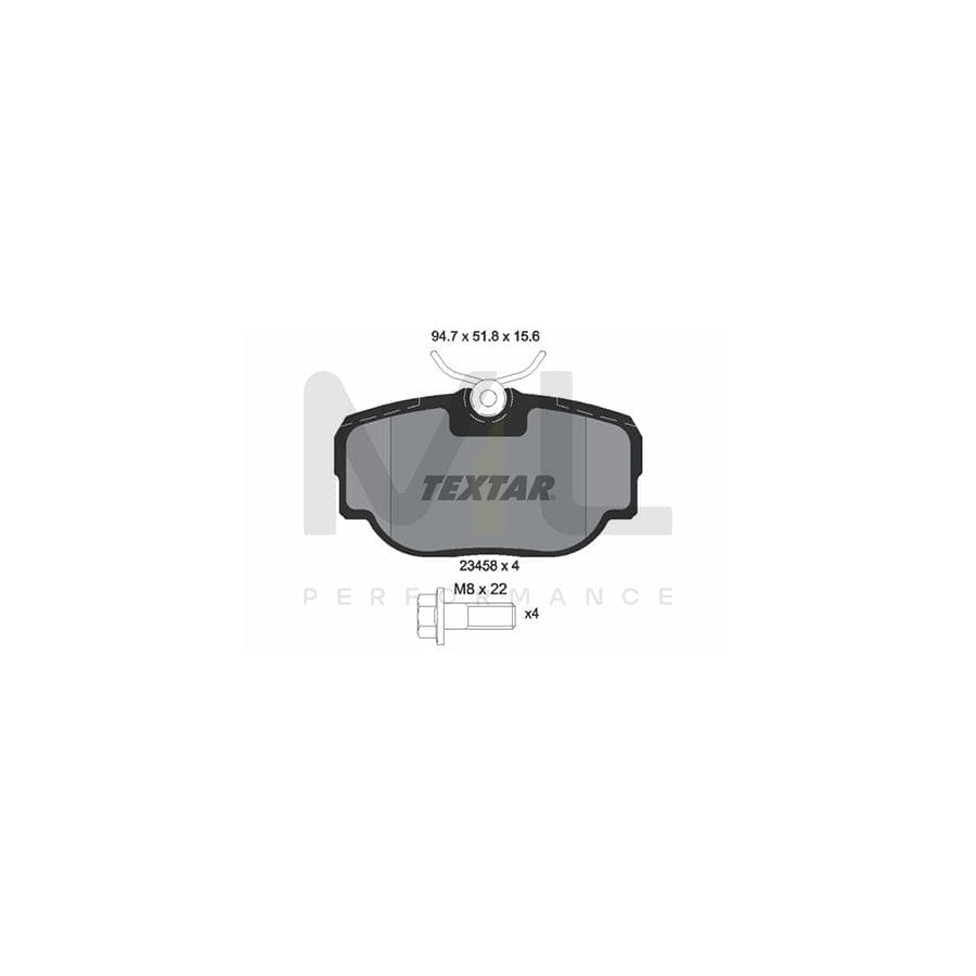 TEXTAR 2345801 Brake pad set not prepared for wear indicator, with brake caliper screws | ML Performance Car Parts