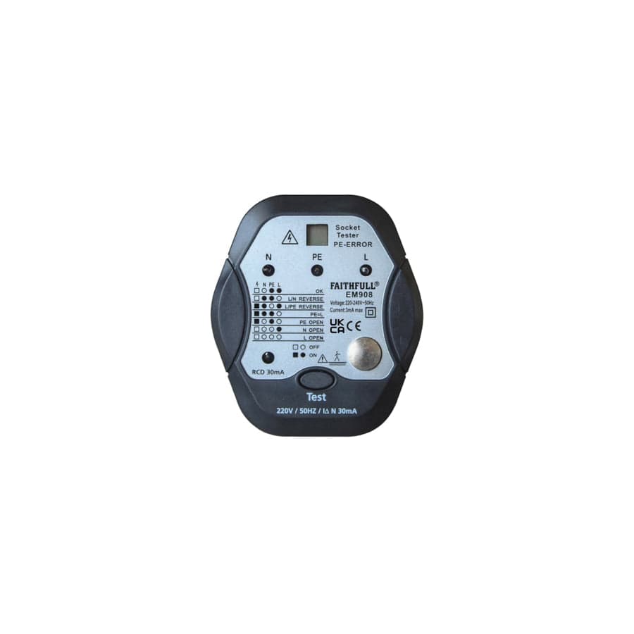 Faithfull FAIDETSOCRCD Socket Polarity Tester with RCD Test Function