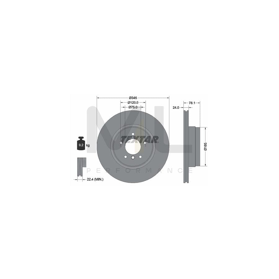TEXTAR PRO+ 92161205 Brake Disc Internally Vented, Coated, High-carbon, without wheel hub, without wheel studs | ML Performance Car Parts