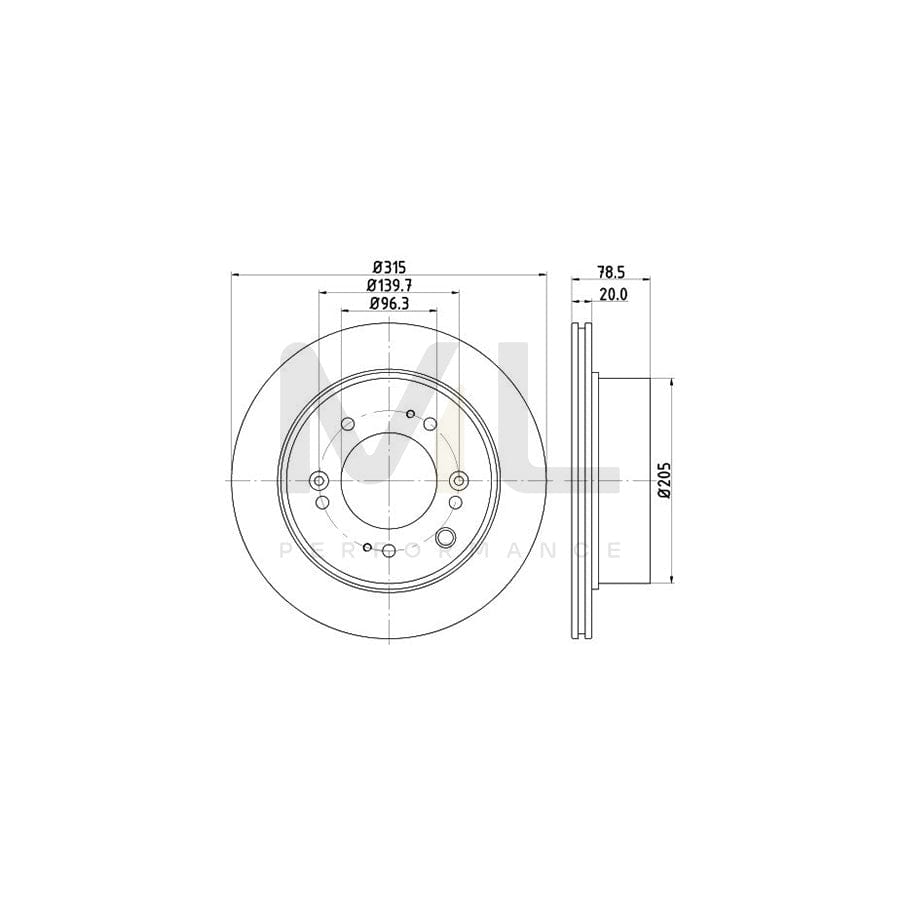 HELLA 8DD 355 116-571 Brake Disc for KIA Sorento I (JC) Internally Vented, without wheel hub, without wheel studs