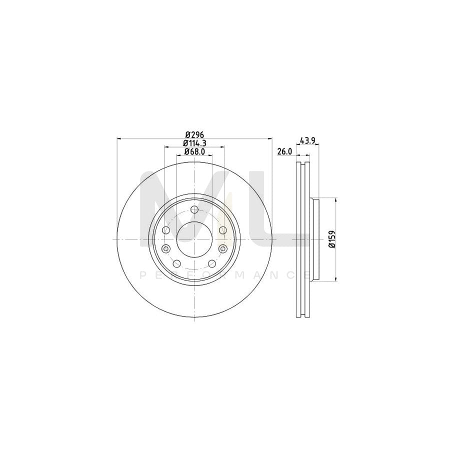 HELLA PRO 8DD 355 116-161 Brake Disc Externally Vented, Coated, without wheel hub, without wheel studs