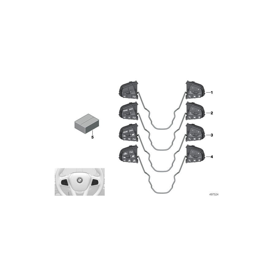 Genuine BMW 61319461229 G20 G21 Switch, Multifunct. Steering Wheel (Inc. 320iX, 330i & 330e) | ML Performance US Car Parts