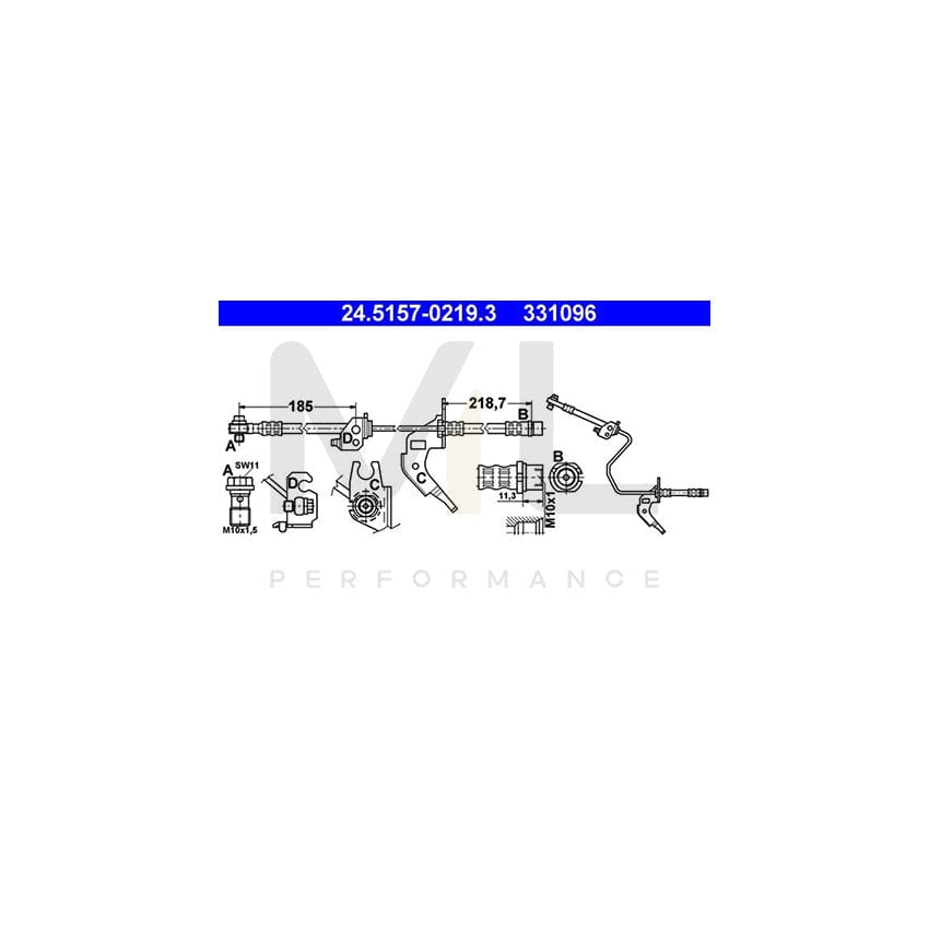ATE 24.5157-0219.3 Brake Hose 219mm, M10x1