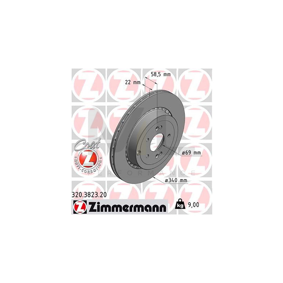 ZIMMERMANN 320.3823.20 Brake Disc for KIA Stinger Hatchback (CK) Externally Vented, Coated  - 1 piece
