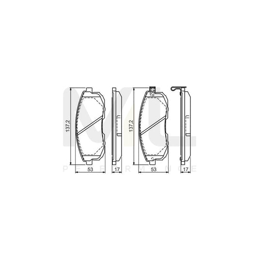 Bosch 0986494546 Brake Pad Set For Nissan Altima With Acoustic Wear Warning, With Anti-Squeak Plate, With Mounting Manual BP1467 | ML Performance Car Parts