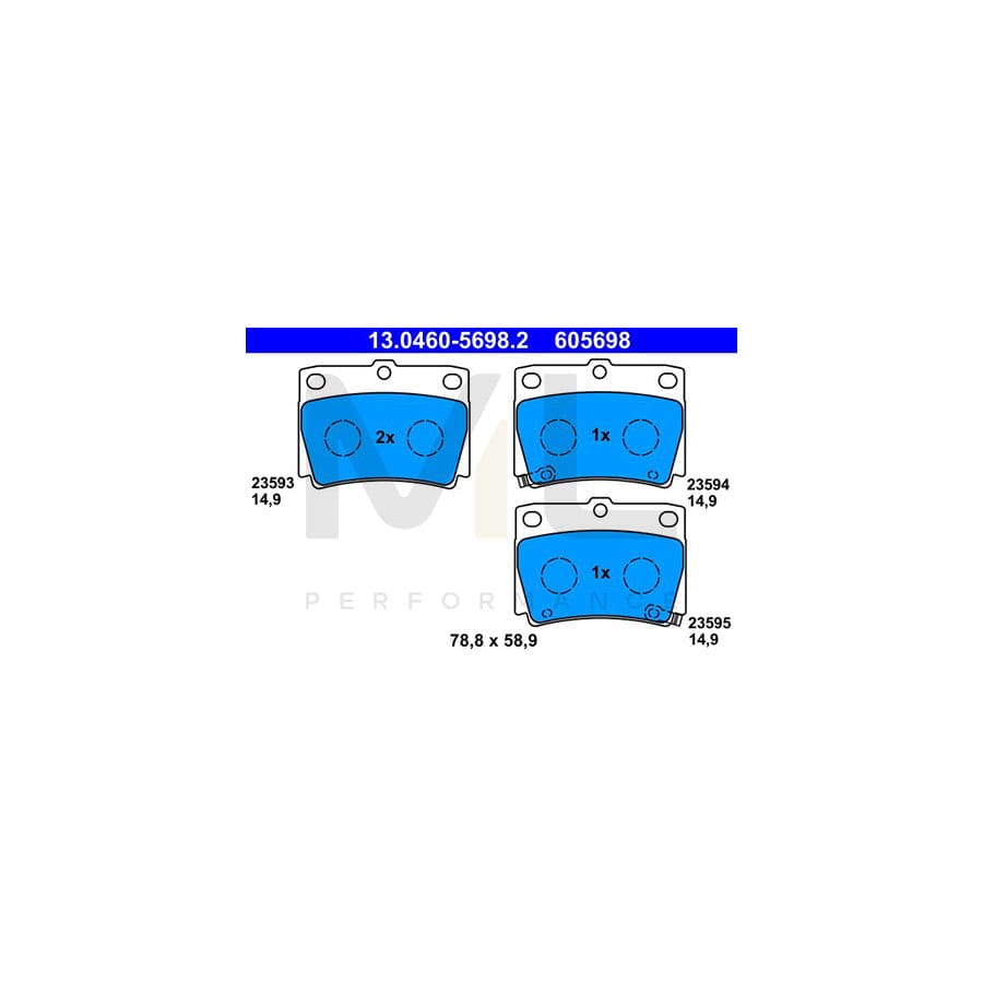 ATE 13.0460-5698.2 Brake pad set with acoustic wear warning