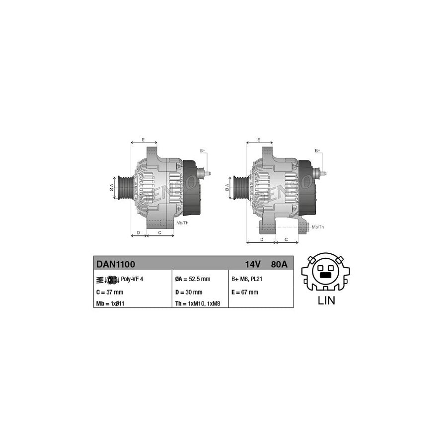 DENSO DAN1100 Alternator
