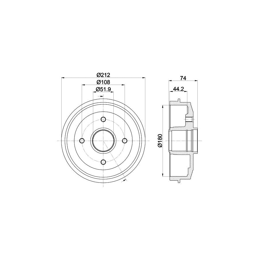 Hella 8DT 355 301-211 Brake Drum