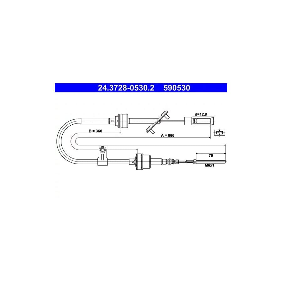 ATE 24.3728-0530.2 Clutch Cable for Fiat Multipla (186)