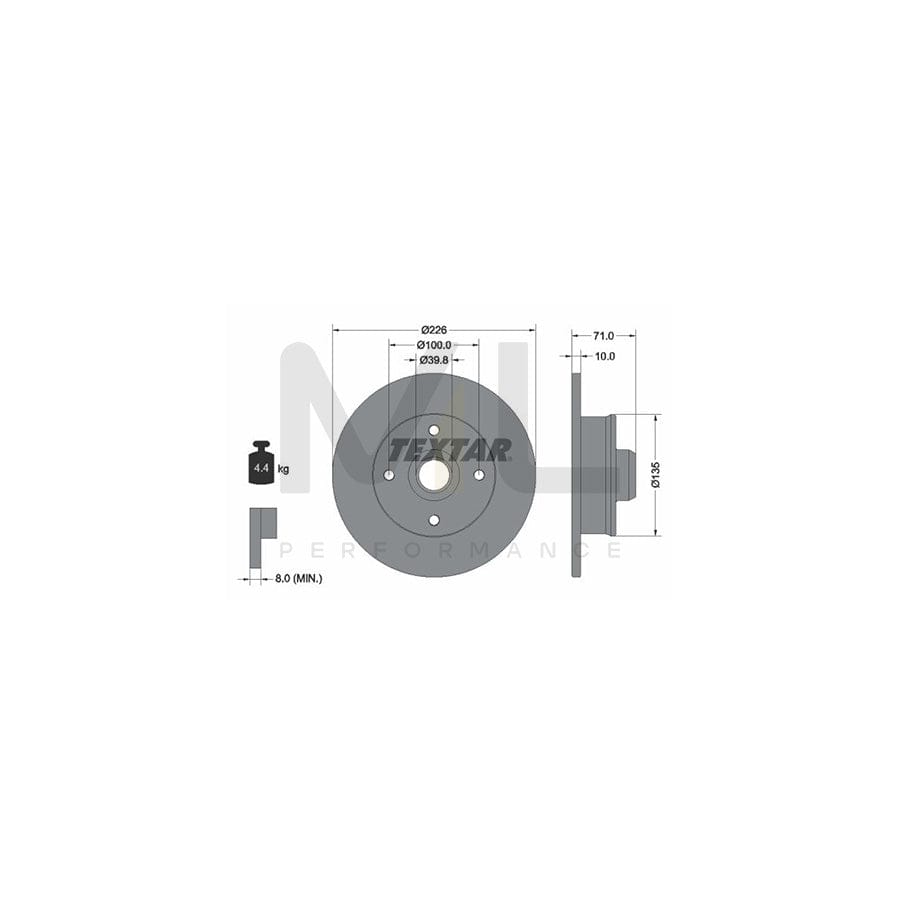TEXTAR 92041800 Brake Disc Solid, with wheel hub, without wheel studs | ML Performance Car Parts
