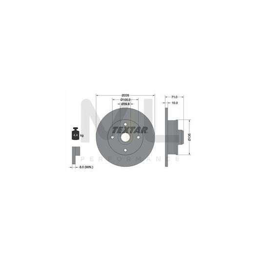 TEXTAR 92041800 Brake Disc Solid, with wheel hub, without wheel studs | ML Performance Car Parts