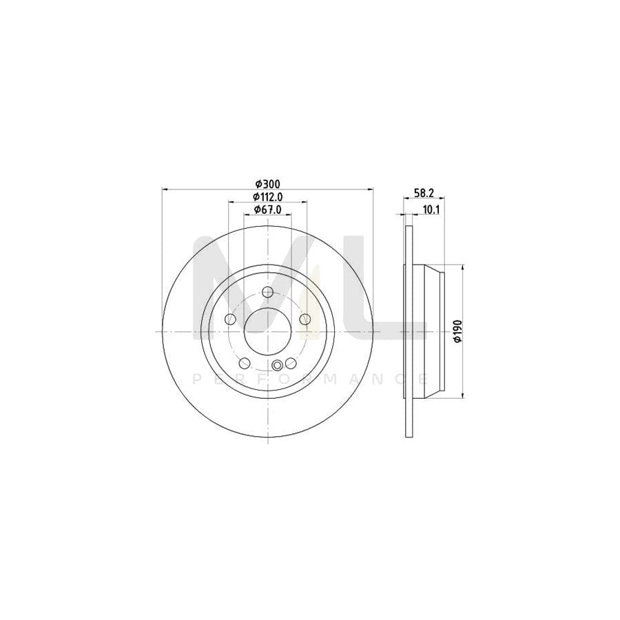 HELLA 8DD 355 126-851 Brake Disc suitable for MERCEDES-BENZ SL Convertible (R230) Solid, Coated, High-carbon, without wheel hub