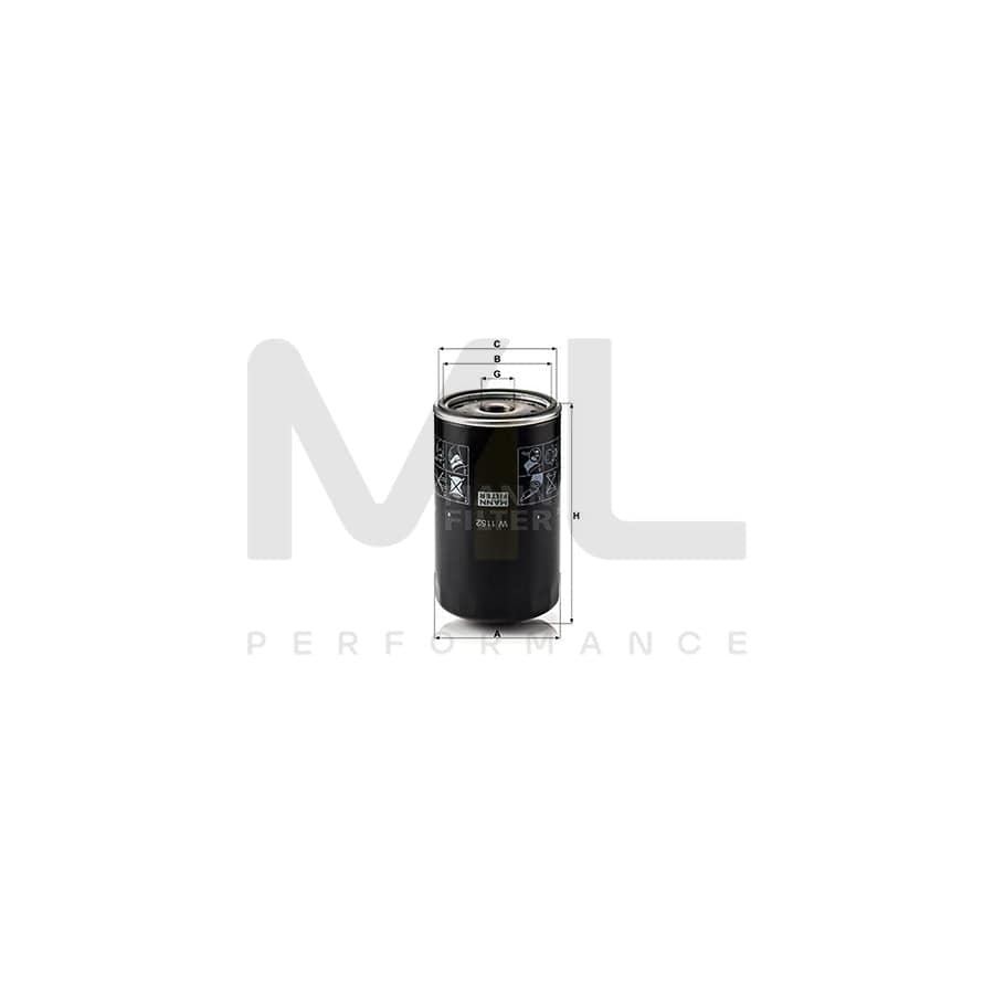 MANN-FILTER W 1152 Oil Filter Spin-on Filter