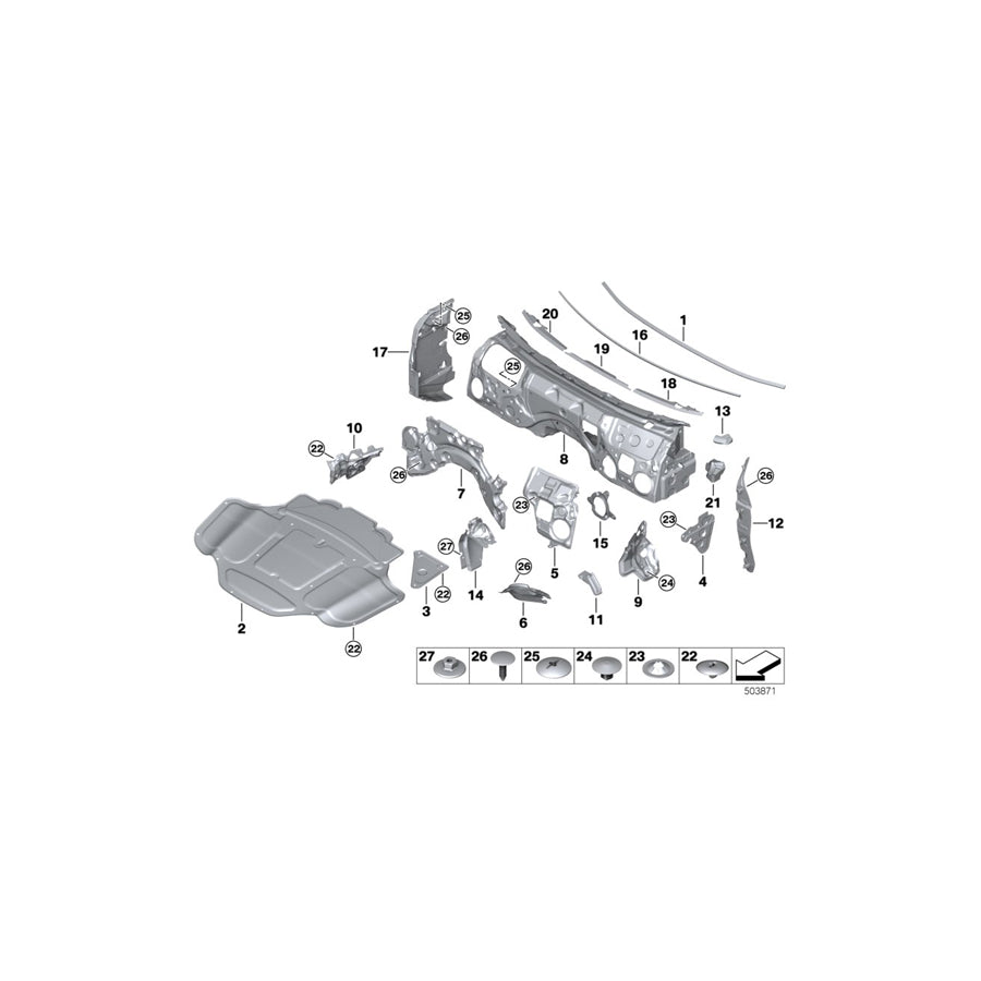 Genuine BMW 51487435708 G15 G16 G14 Sound Insulation, Spring Strut, Right (Inc. 840i, 840dX & 840iX) | ML Performance US Car Parts