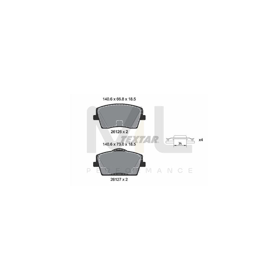 TEXTAR 2612601 Brake pad set for VOLVO XC40 (536) not prepared for wear indicator, with accessories | ML Performance Car Parts