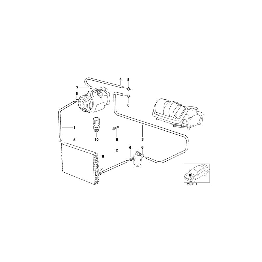 Genuine BMW 64538380149 E38 Dryer-Evaporator Pressure Hose Assy (Inc. 740iLP, 728i & 735iL) | ML Performance US Car Parts