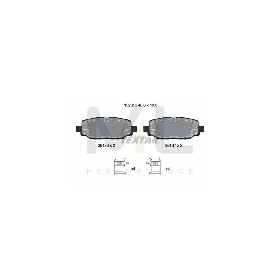 TEXTAR 2613601 Brake pad set for JEEP Wrangler IV (JL) with acoustic wear warning, with accessories | ML Performance Car Parts