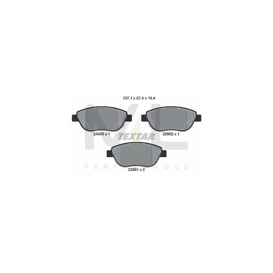 TEXTAR 2454901 Brake pad set for FIAT 500L (351, 352) with acoustic wear warning | ML Performance Car Parts