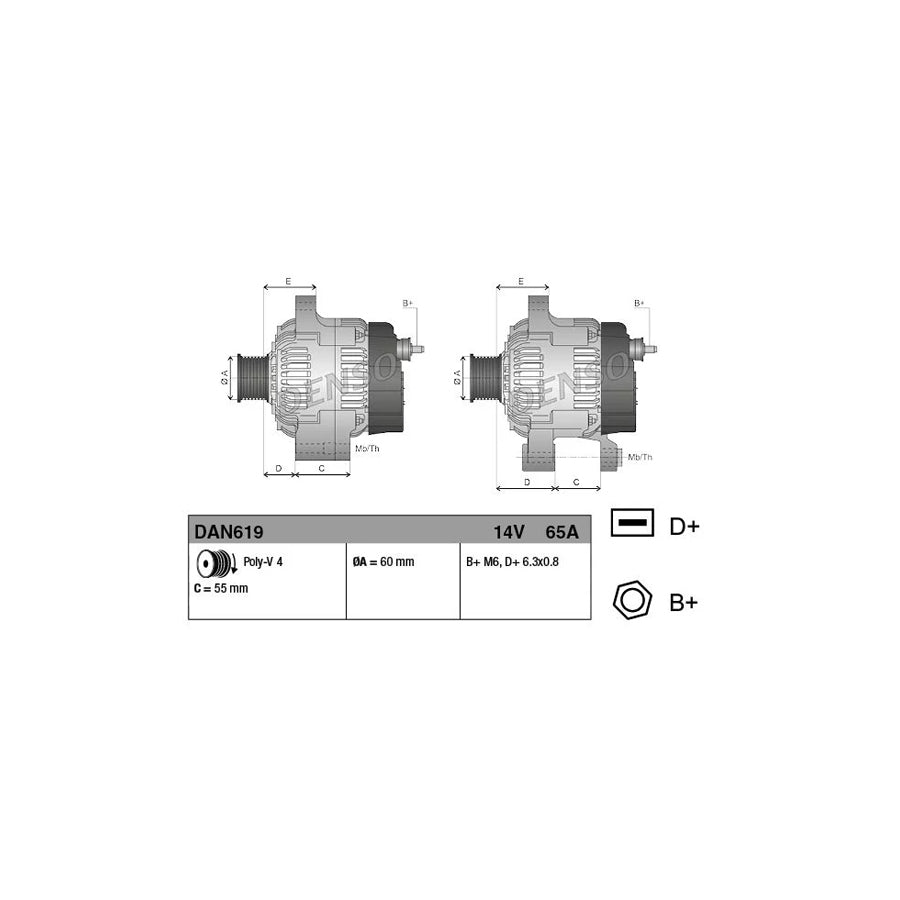DENSO DAN619 Alternator