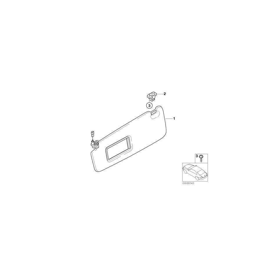 Genuine BMW 51167043532 E65 E66 Right Sun Visor Make-Up Lamp STEINGRAU (Inc. 745i & 745Li) | ML Performance US Car Parts