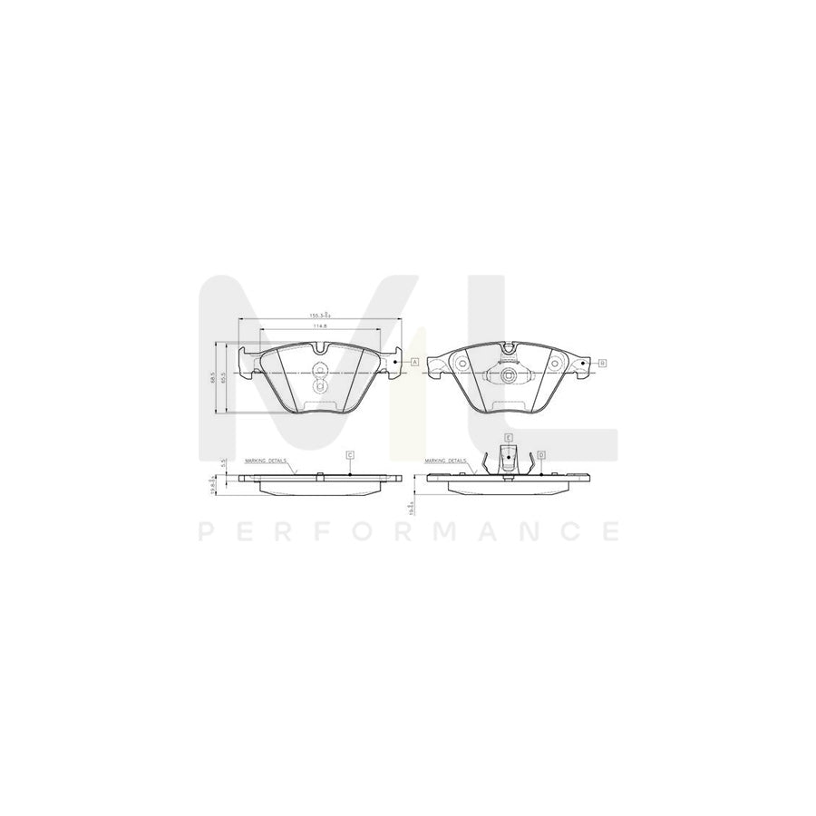 Bosch 0986Tb3134 Brake Pad Set Excl. Wear Warning Contact  | ML Performance Car Parts