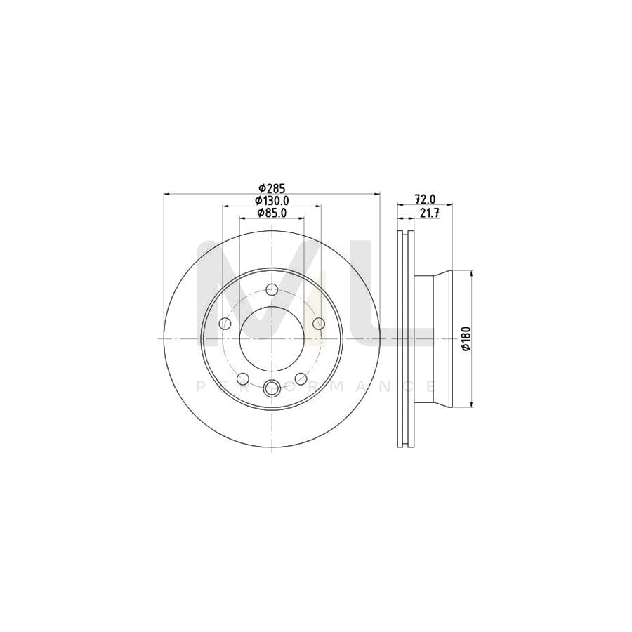 HELLA 8DD 355 118-051 Brake Disc Internally Vented, without wheel hub, without wheel studs