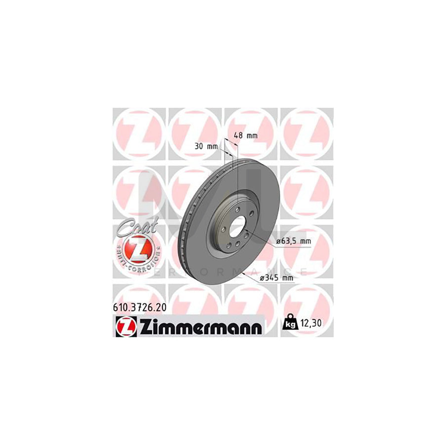 ZIMMERMANN COAT Z 610.3726.20 Brake Disc Internally Vented, Coated  - 1 piece
