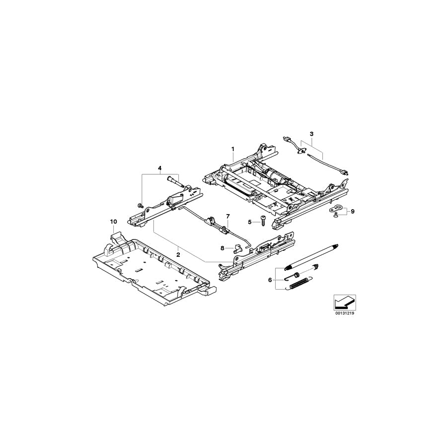 Genuine BMW 52107120191 E61 E60 Seat Rail Outer Left (Inc. 525i, 523i & 528xi) | ML Performance US Car Parts