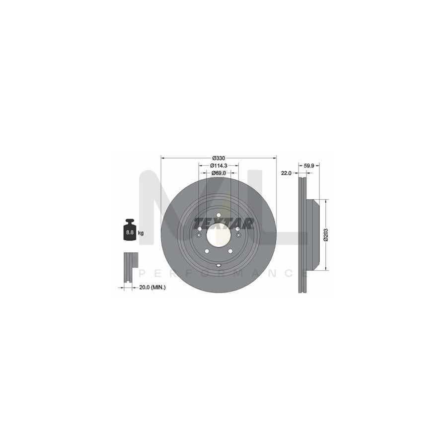 TEXTAR 92314905 Brake Disc Externally Vented, Coated, High-carbon, without wheel hub, without wheel studs | ML Performance Car Parts
