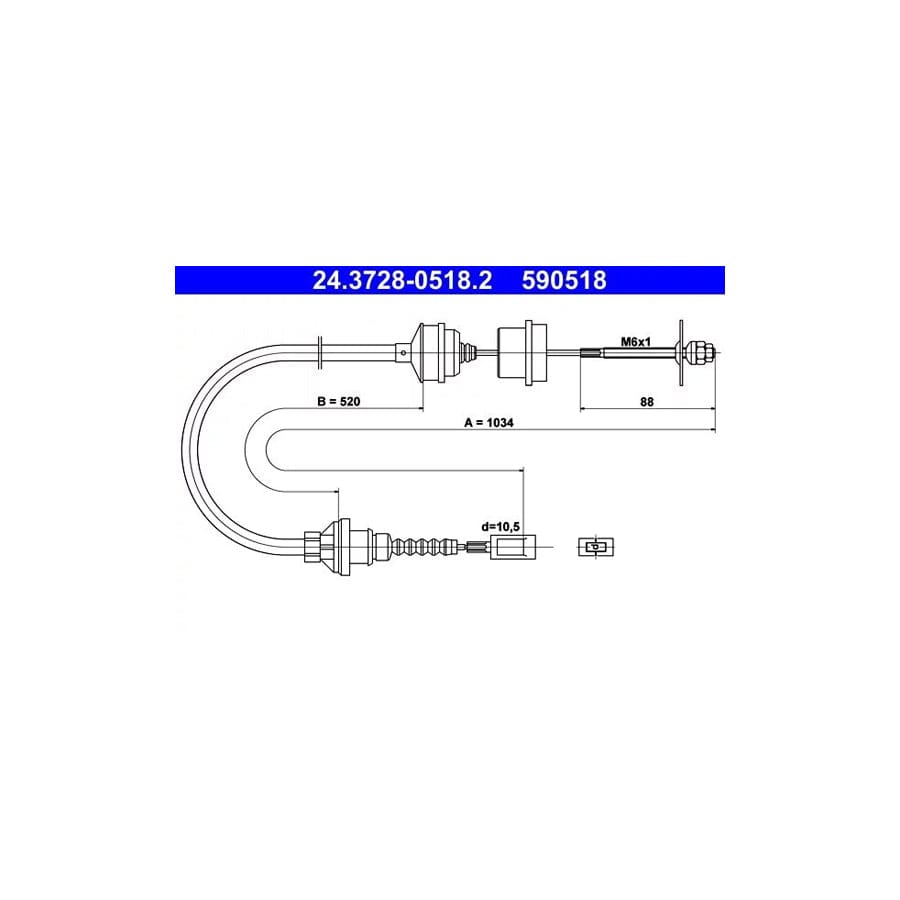ATE 24.3728-0518.2 Clutch Cable