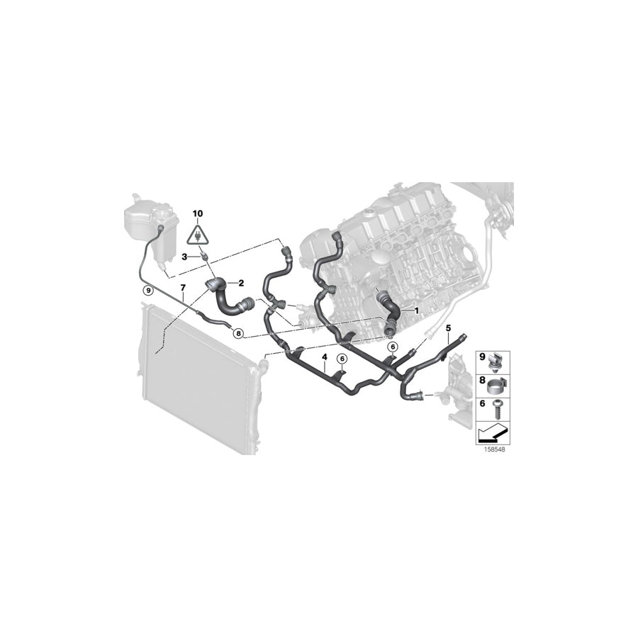 Genuine BMW 17127531581 E90 E91 E88 Hose From Radiator Bottom - Thermostat (Inc. 323i, 325i & 128i) | ML Performance UK Car Parts