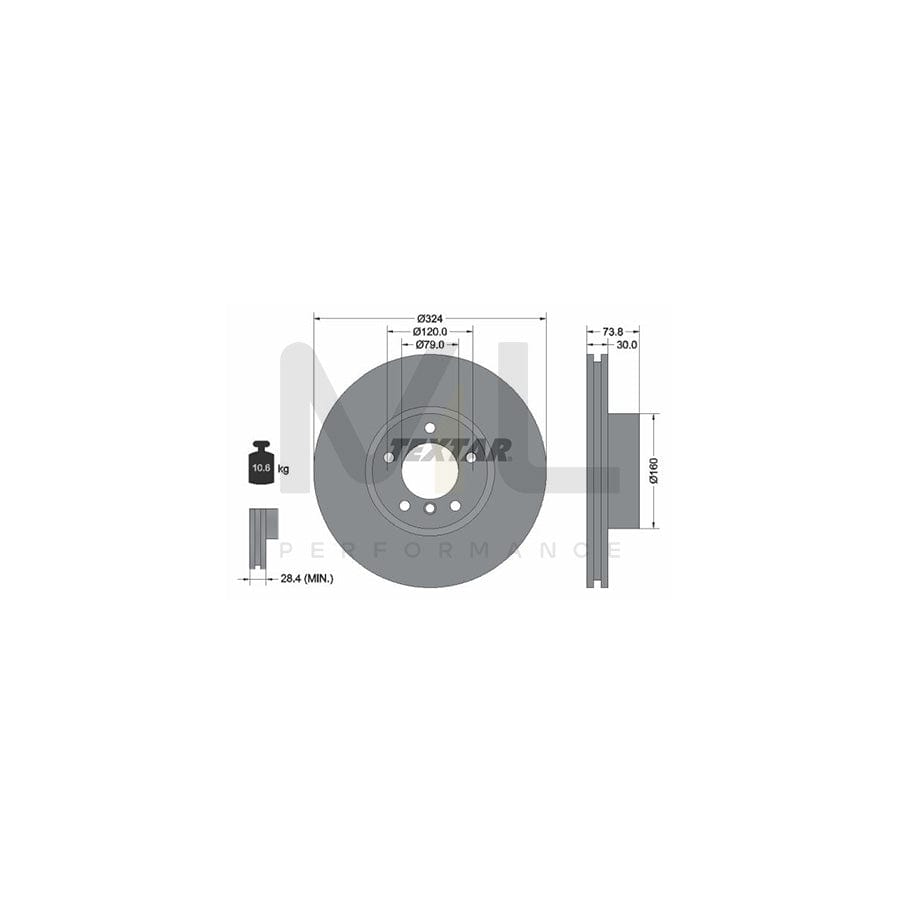 TEXTAR OE-Line 92107110 Brake Disc for BMW 5 Series Internally Vented, Coated, High-carbon, without wheel hub, without wheel studs | ML Performance Car Parts