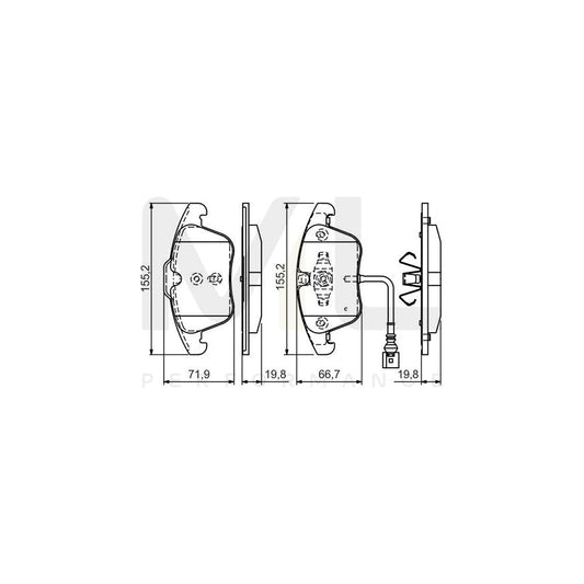 Bosch 0986Tb3154 Brake Pad Set Incl. Wear Warning Contact, With Integrated Wear Sensor  | ML Performance Car Parts