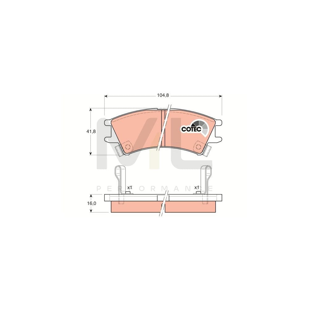 TRW Cotec Gdb3165 Brake Pad Set For Hyundai Amica / Atoz (Mx) With Acoustic Wear Warning | ML Performance Car Parts