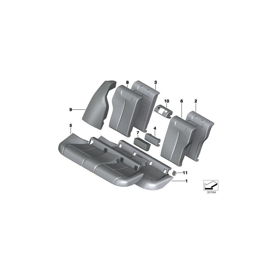 Genuine BMW 52207309882 F34 F31 F30 Upholstery Cover Backrest, Lthr, Cent SATTELBRAUN (Inc. 328iX, 316i & 330d) | ML Performance US Car Parts