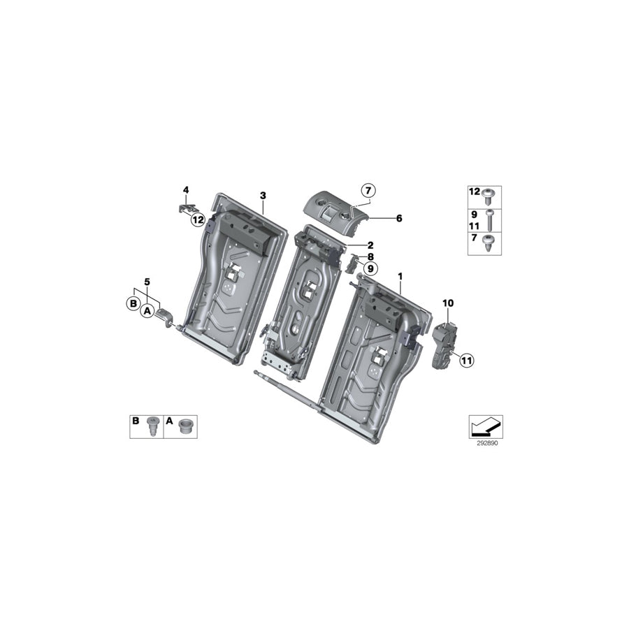 Genuine BMW 52207308965 F36 F34 Frame, Backrest Left (Inc. 420dX, 335dX & 425d) | ML Performance US Car Parts