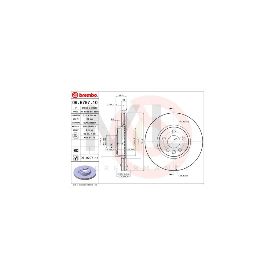 BREMBO COATED DISC LINE 09.9797.11 Brake Disc Internally Vented, Coated, High-carbon | ML Performance Car Parts