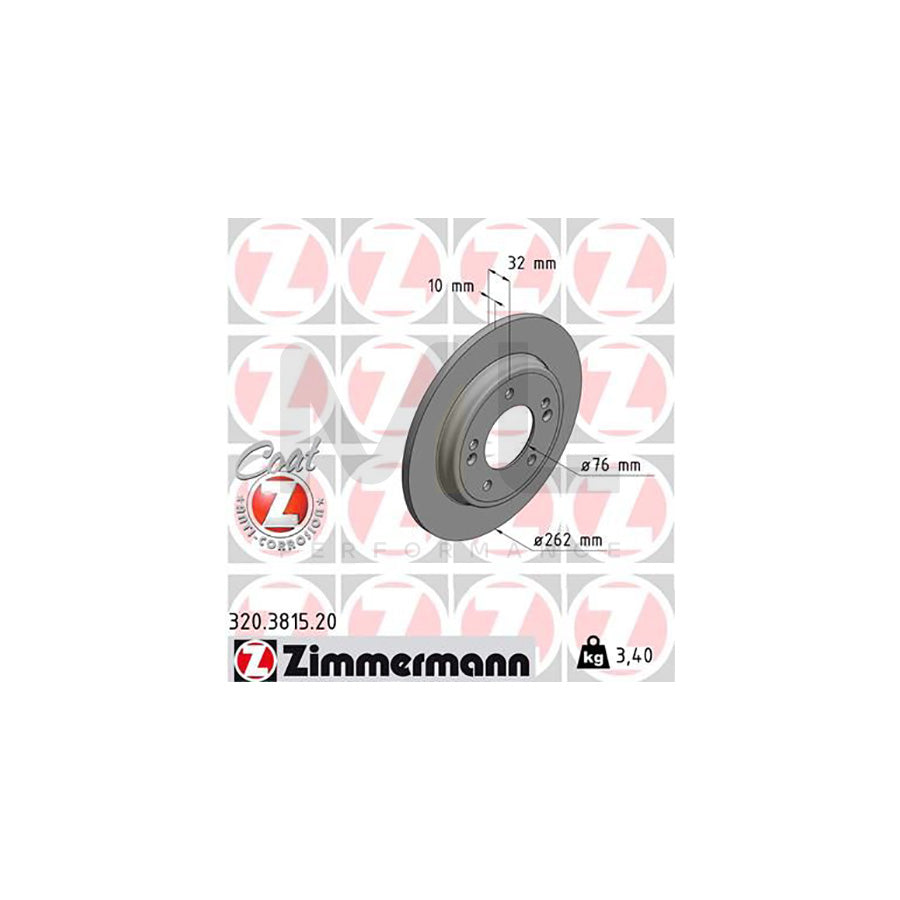 ZIMMERMANN COAT Z 320.3815.20 Brake Disc Solid, Coated  - 1 piece