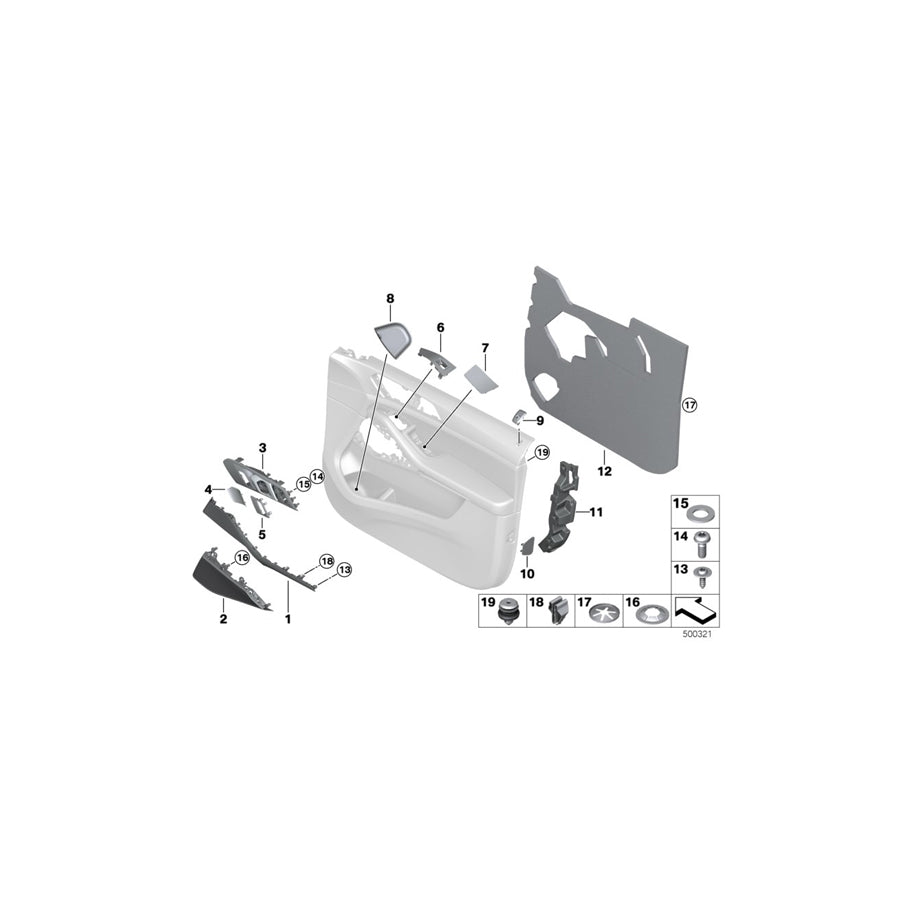 Genuine BMW 51418747833 G05 Decorative Trim Aluminum Tetragon Left (Inc. X5) | ML Performance US Car Parts