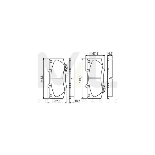 Bosch 0986495352 Brake Pad Set For Toyota Hilux Pick-Up With Acoustic Wear Warning BP1644 | ML Performance Car Parts