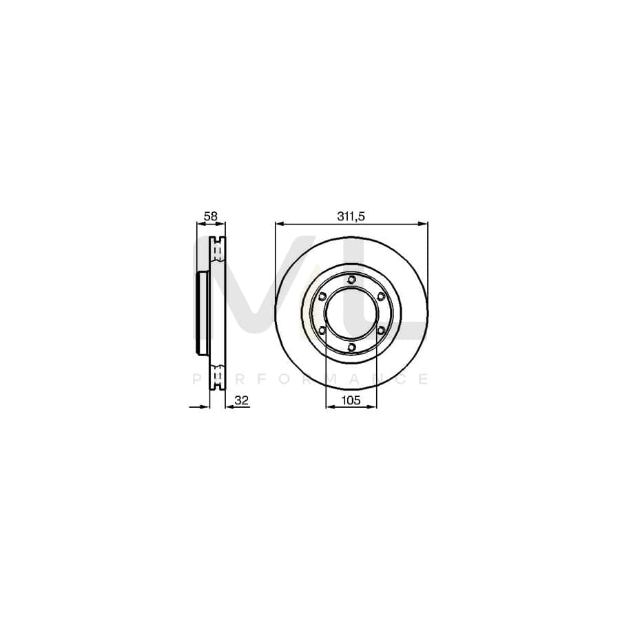 BOSCH 0 986 478 580 Brake Disc for TOYOTA LAND CRUISER Internally Vented, Vented, Oiled | ML Performance Car Parts